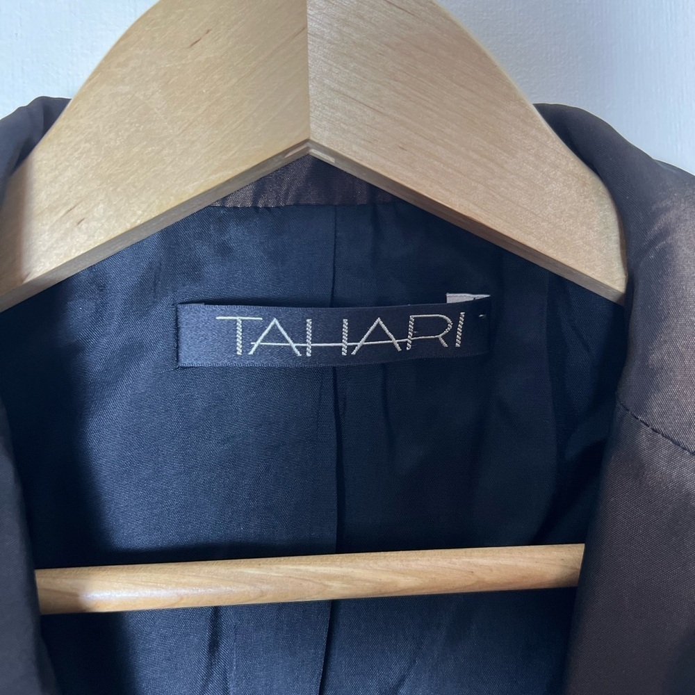 🛍️Tahari Women Blazer sz 2 Coat Metallic Brown Career Button Luxe Neutral Church - Picture 3 of 16